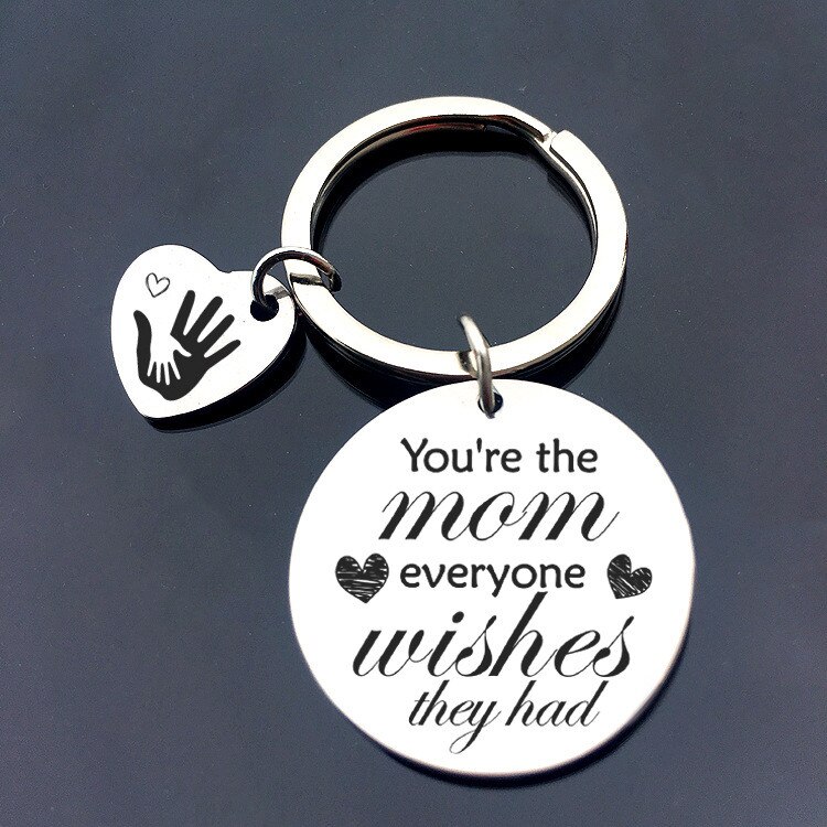 Heart Shaped Engraved Letters keychain love Pendant To best mum Mother's Day Thanksgiving Jewelry Keychain