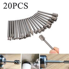Jeu de fraises à bois en acier rapide, fraises à tige rotative de 3mm, en carbure de tungstène, pour la sculpture du bois, 20 pièces
