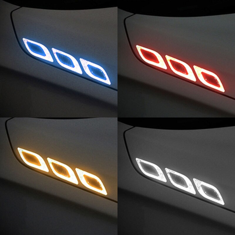 Carbon Fibers Car Sticker Reflective Anti-scratch Safety Mark Warning Stickers Auto 6pcs/set