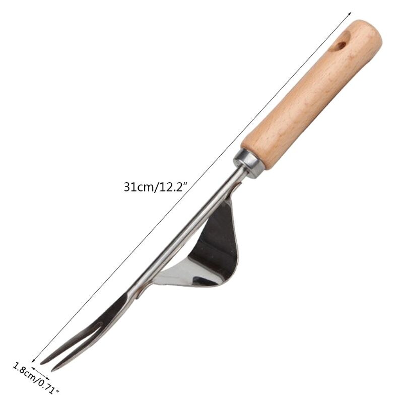 Manual Weeder Fork Metal Hand Garden Wood Handle Digging Puller Weeding Tool Garden Transplanting Digging Tools