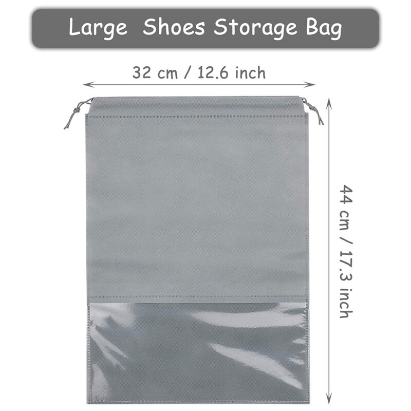 Bolsa de zapatos de viaje, organizador de ahorro de espacio con cordón, bolsas para almacenar calzado, no tejidas, a prueba de polvo, 15 Uds.