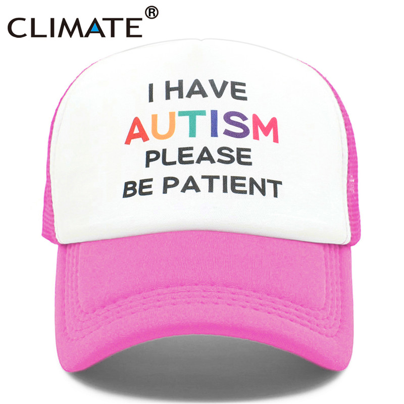 CLIMATE Autism Cap Please Be Patient I Have Autism Trucker Cap Autistic The Good Doctor Shaun Murphy Child Pattern Mesh Cap Caps: Rose / kid 52to55cm Head