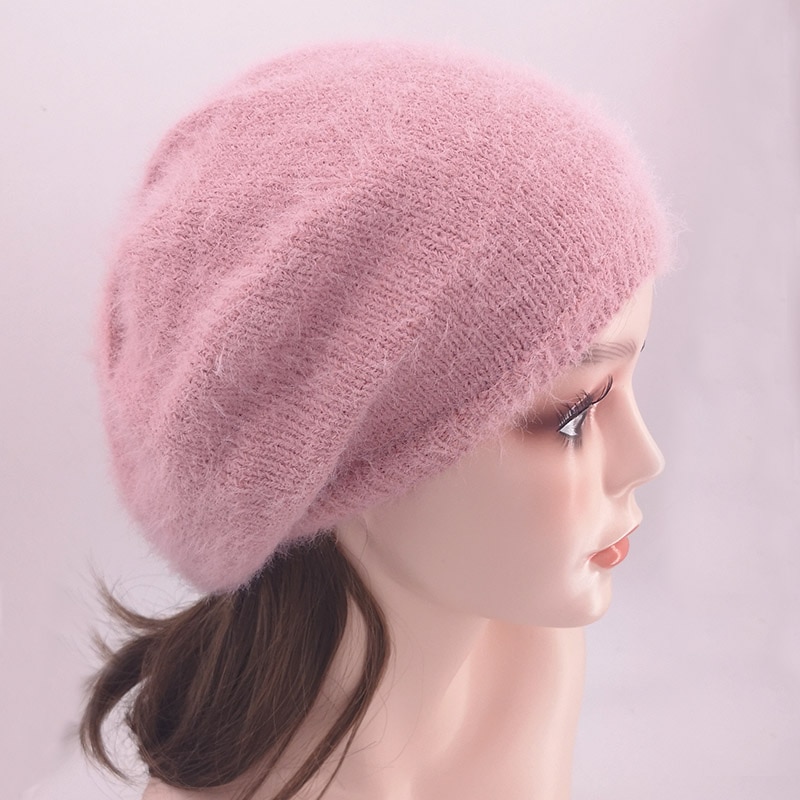 Gzhilovingl talvi pehmeä mohair neulottu baretti pipot naisten hatut roikkuvat slouchy skullies pipo naisille femme