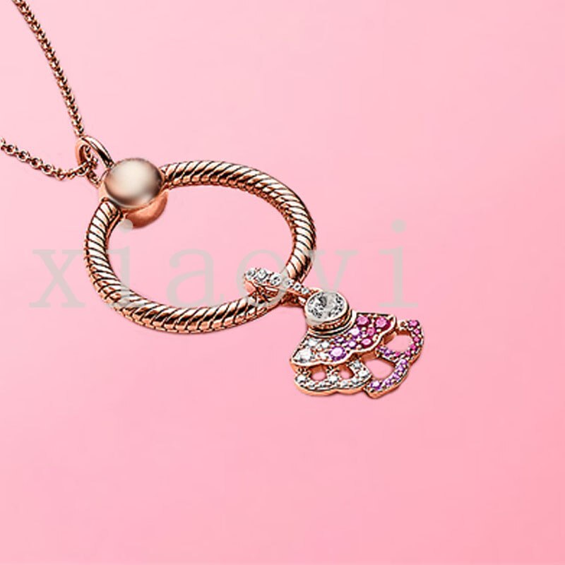 RLOPAY Necklace Earrings Bracelet Set - Rose Gold Plated Silver - Zircon - Irregular Shape - Romantic Gift: 34.6-60