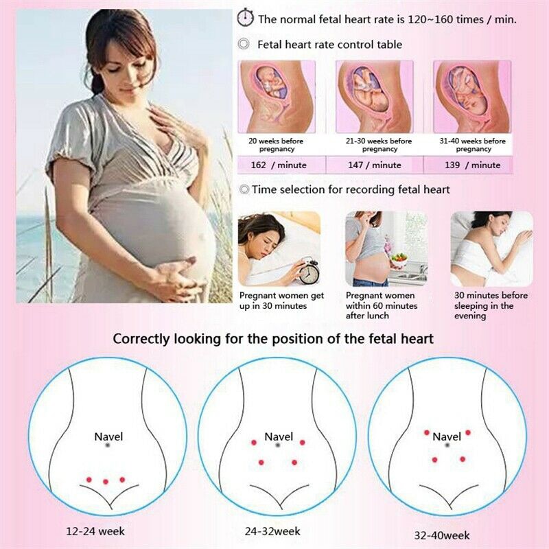 Doppler fœtal de poche 2MHZ 3MHZ 8MHZ, A B C, détecteur de battements de cœur pour bébé, moniteur de fréquence cardiaque à domicile pour femme enceinte