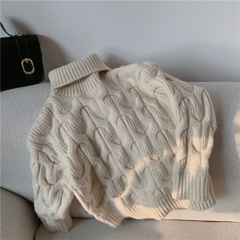 Menoea Winter Sweaters for Kids Boy Korean Style Clothes for Toddler Girl Turtleneck Solid Thick Warm Knitted Pullover
