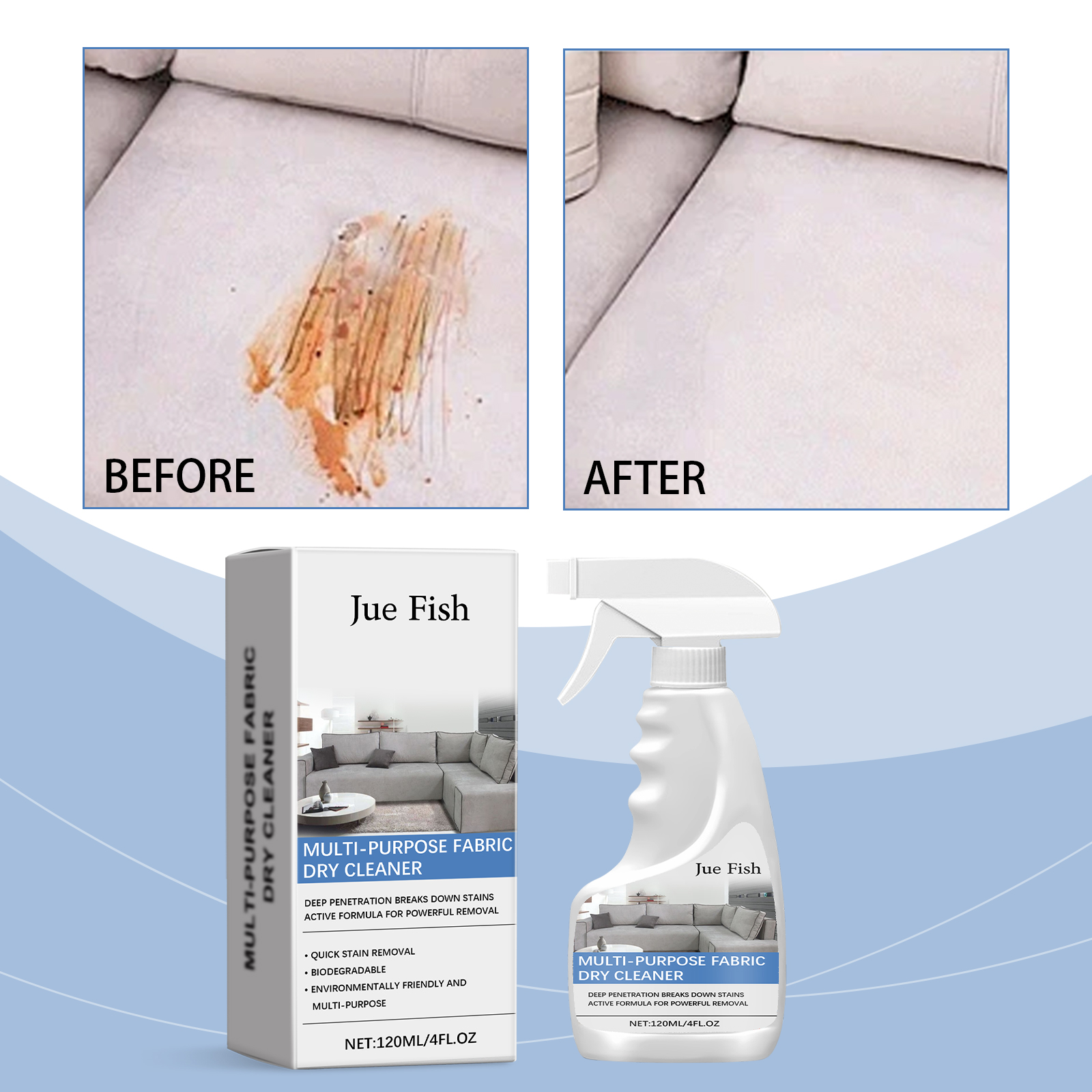 Nowy, wielofunkcyjny środek robić czyszczenia sof z tkaniny żart wyposażony w mocną dyszę dekontaminacyjną zapewniającą równomierne rozprowadzanie środka czyszczącego.