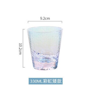Taza Arcoiris de cristal martillado, vaso de agua colorido, taza de vino colorida, vaso de bebida de vidrio, florero de Copa, 6 uds.: B 1pcs