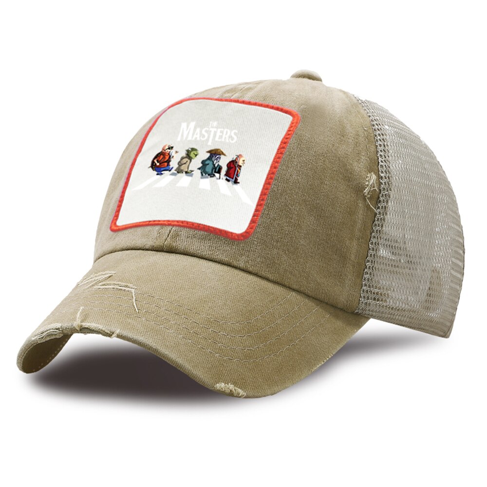 Kvinder bomuld justerbare anime hatte mestrene på vej mesh baseball kasketter mænd snapback hat unisex sommer hip hop far hat: Khaki 6