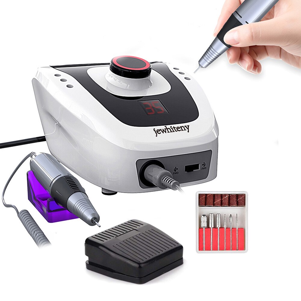 35000/20000 RPM Electric Nail Drill Machine Manicure Pedicure with 6 Cutter Nail Drill bits Kit Manicure Drills &amp; Accessories: 508 White