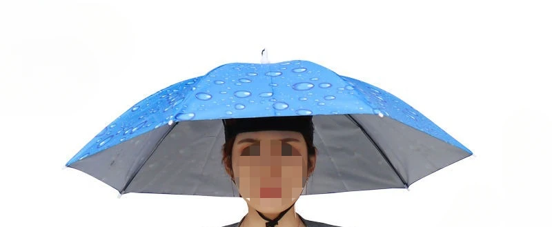 1pc cabeça ao ar livre guarda-chuva de pesca diâmetro 77cm portátil mãos livres ambiente proteger chuva abrigo pára-sol camuflagem verão: CÉU AZUL