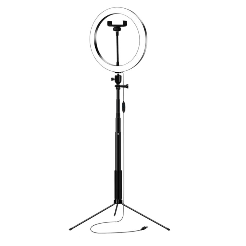 26Cm Photography Led Selfie Lighting Light with Selfie Stand Tripod & Usb Plug Dimmable for Makeup Video Live Studio: Default Title