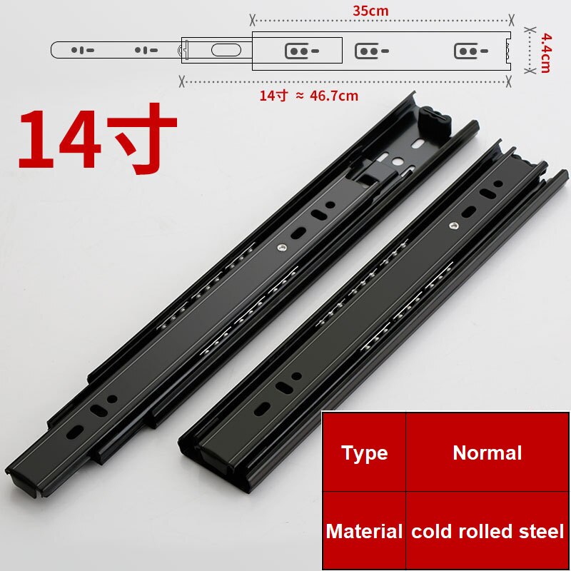 2PCS6" - 20" Stainless Steel Drawer Slides Soft Close Drawer Track Rail Sliding Three-Section Cabinet Slides Furniture Hardware: 14incnnormal