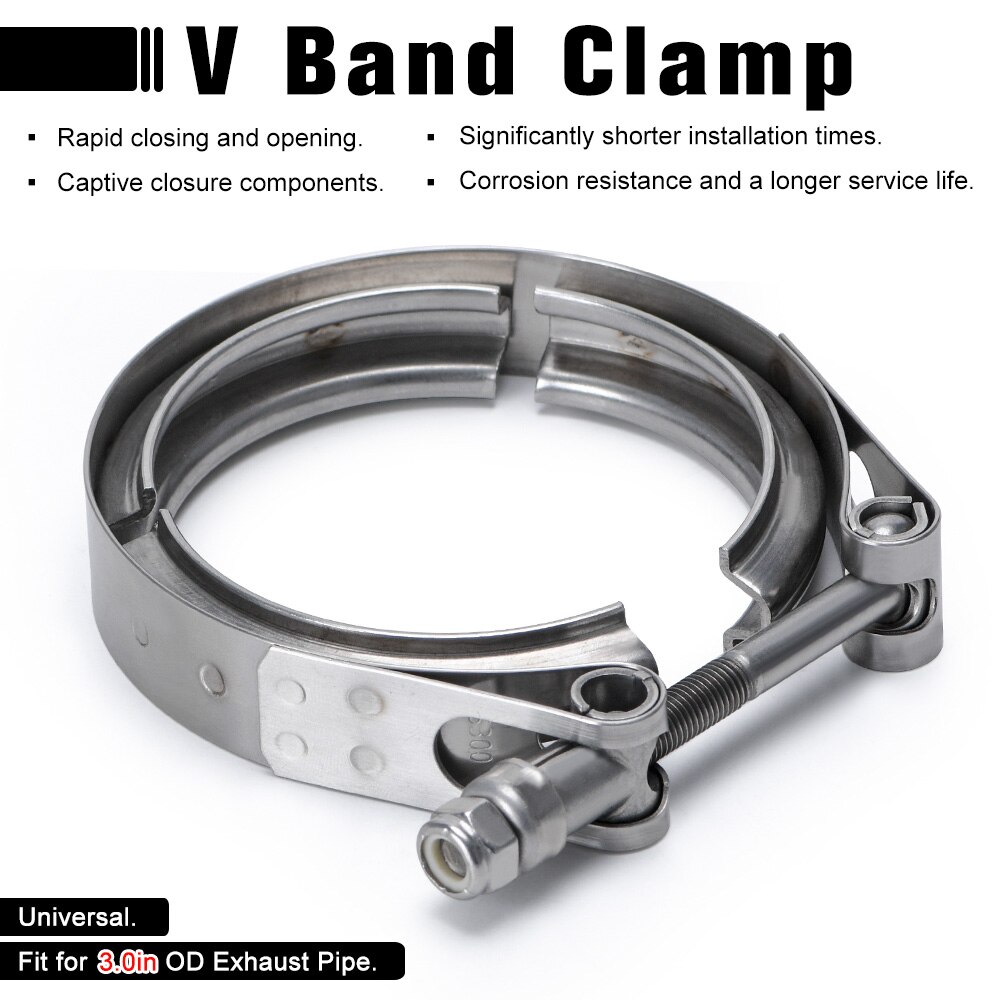 3" Stainless Steel 304 Normal V Band Clamp Turbo Exhaust Clamp Downpipe Intercooler Hose Pipe Clamp Quick Release V Band Clamp