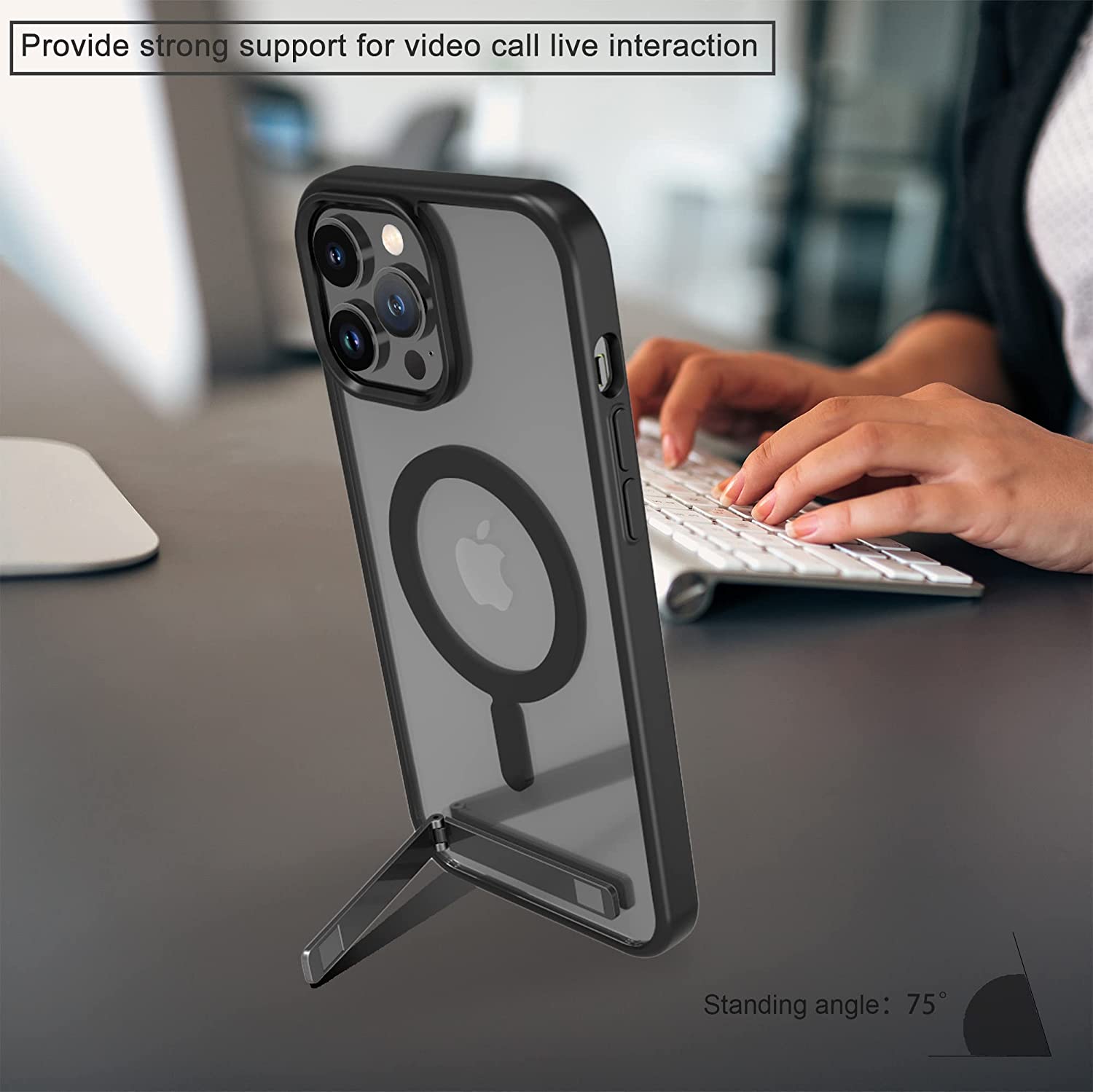 Magnetische Handyhüllen mit Ständer für iPhone 16 15 13 Profi Max 14 Plus Handyhülle Apfel 12 11 Klare schwarze Hülle mit Ständer