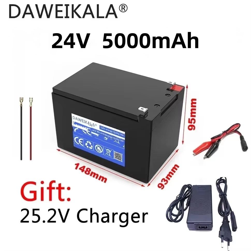 Batterie 24V 20Ah 18650 batterie au lithium batterie Rechargeable pour batterie de véhicule électrique à énergie solaire + chargeur 25.2v2A: green