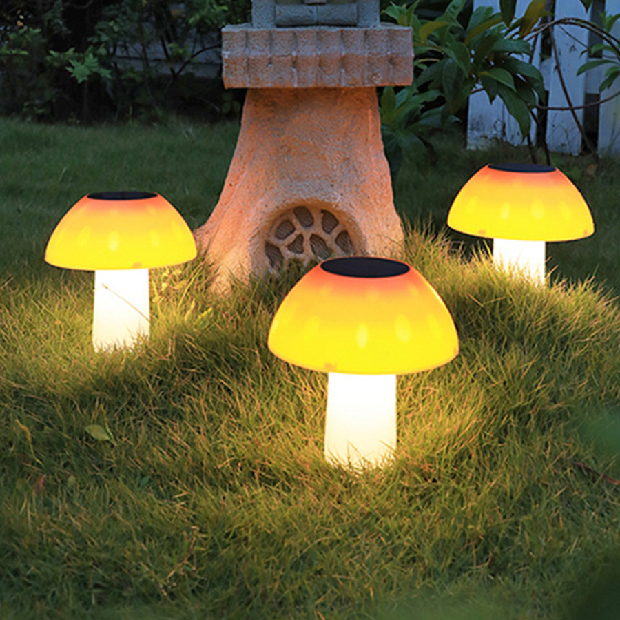 Thrisdar Gelb Pilz Solar- Nachtlicht Lampe draussen Solar- Weg Rasen Licht Wasserdicht Landschaft Solar- Garten Einsätze Licht