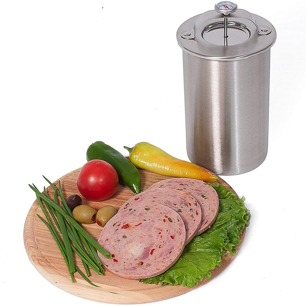 Ham Maker Stainless Steel Meat Press for Making Homemade ham or ham piece with Thermometer and 20pcs Cooking Bags Included