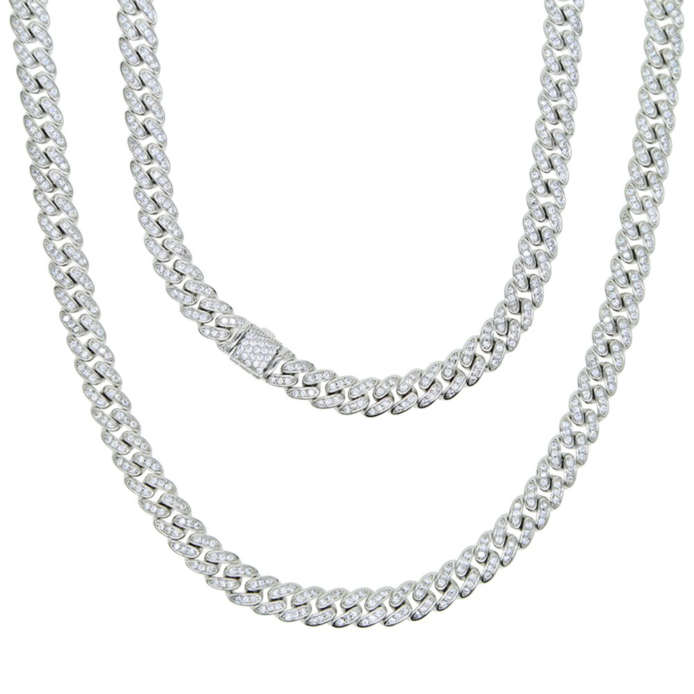 6.5MM iced out bling cz Miami cuban link chain necklace gold silver color cz choker women jewelry