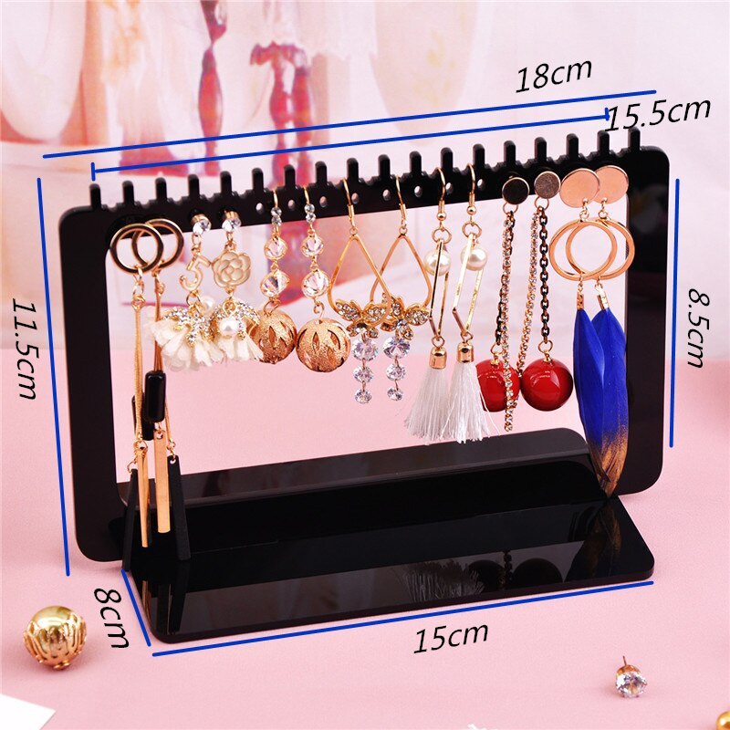 Acrylic Earring Display Necklace Stand Shelf Earring Holder Jewelry Organizer Necklace Showing Stand Earring Case: Rectangle 12cm High / White