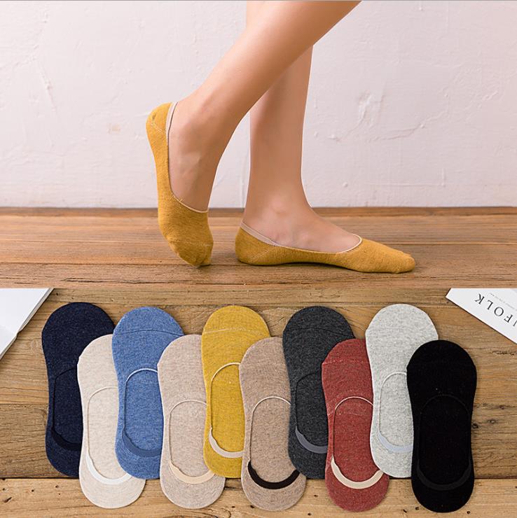 Women's Cotton Invisible No Show Socks Non-slip Summer Candy Solid Color Silicone Short Socks Cute Thin Ankle Boat Socks