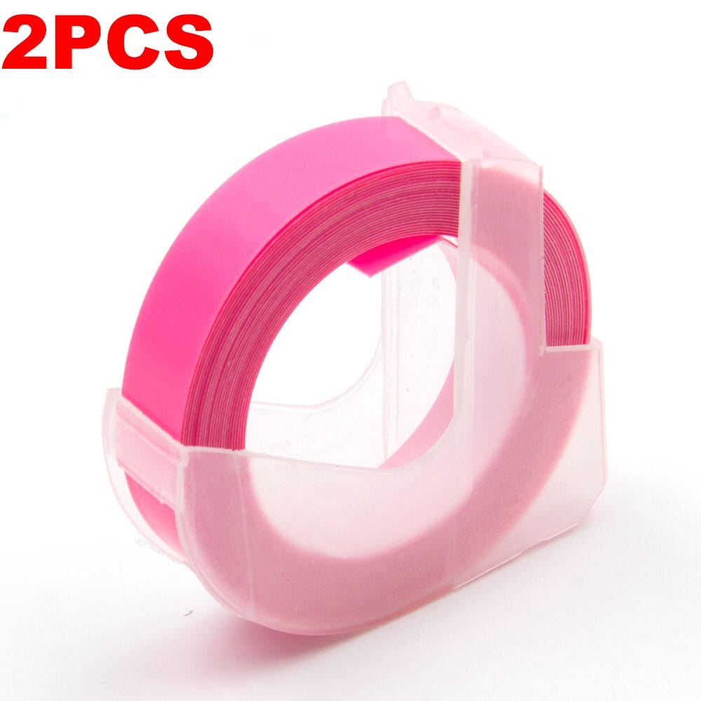 Absonic 2PK 9mm 3D Embossing PVC Label Tapes Compatible Dymo 1610 1880 12965 Manual Label printers for Motex E101 Label Makers: Fuorescent  Pink