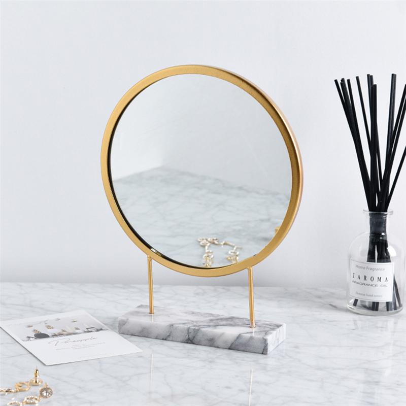 1Pc Modern Mirror Simple Golden Mirror Looking Glass For Makeup Home