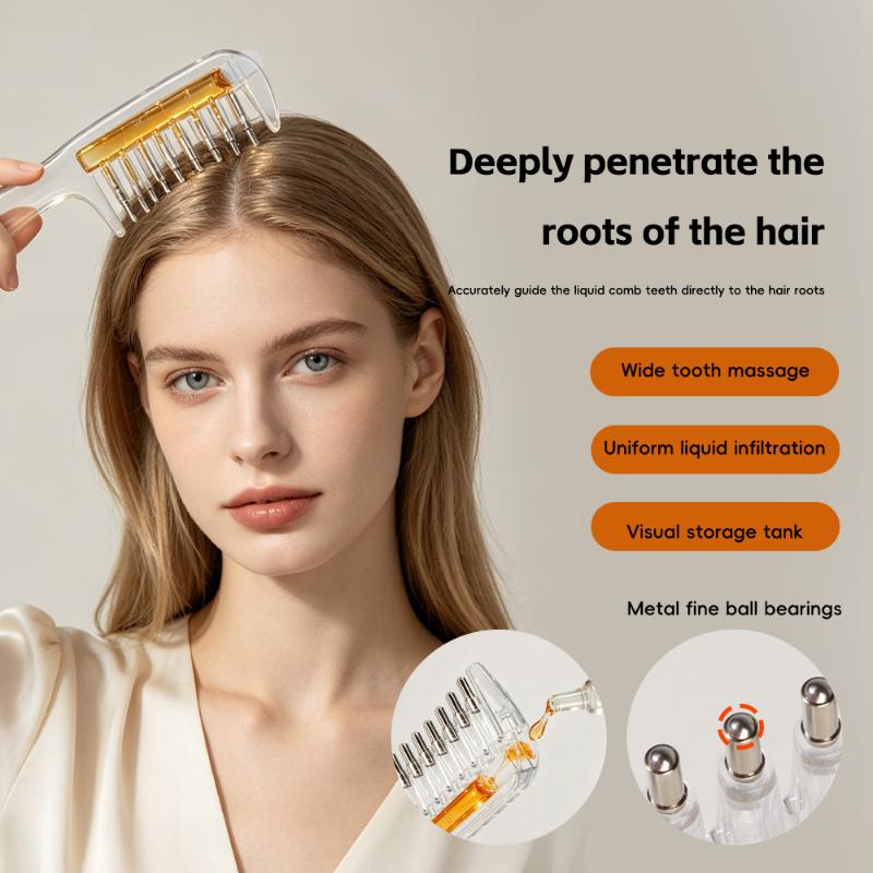 Unisex Liquid Built-In Essential Oil Massage Comb Transparent Scalp Applicator for All Hair Types Nourishing Care