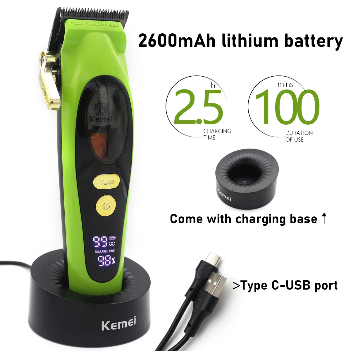 Hair Clipper Barber Kit Beard Hair Trimmer For Men Magnetic Motor Mower 9000 RPM Hair Cutting Machine Kemei 2035