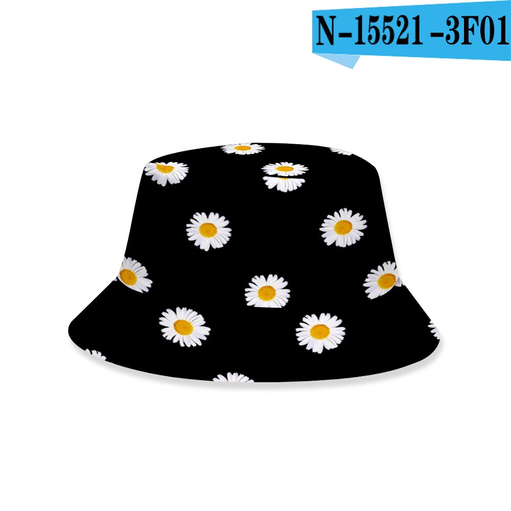 Mode Zomer Vrouwen Emmer Hoed Voor Vrouwen Bloem Katoenen Strand Zon Hoeden Omkeerbaar Bloemen Cap Visser Hoed: 2