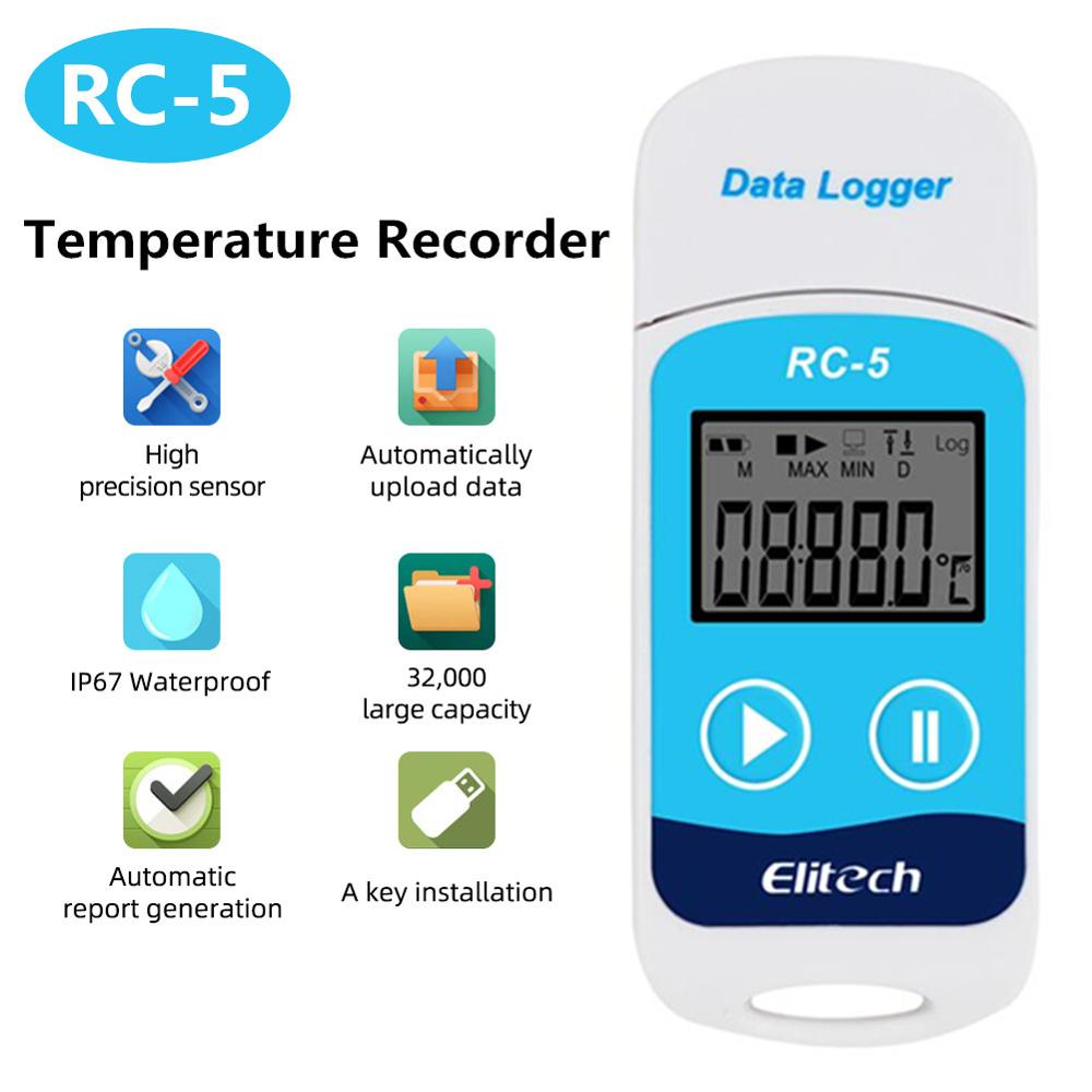 Mini Data Logger RC-4/4HC/5/5+/GSP-6 Digital USB Temperature Humidity Internal Sensor High Precision Recorder 30% off: Blue