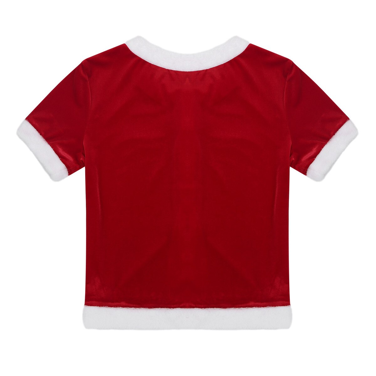 Volwassenen Zachte Fluwelen Kerstman Xmas Kostuum Korte Mouwen Rood Tops met Shorts Set Mannen Christmas Party Cosplay Fancy Dress outfit
