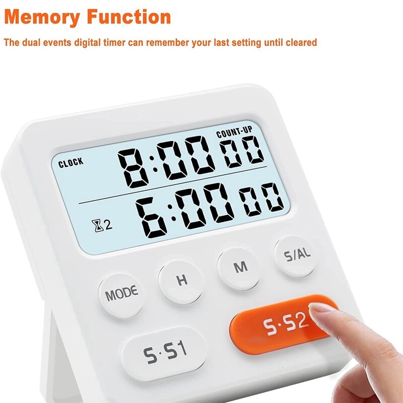 3 In 1 Digital Kitchen Timer Cooking Timer With Large Display Big Digits Alarm Volume Adjustable Multifunctional Timer