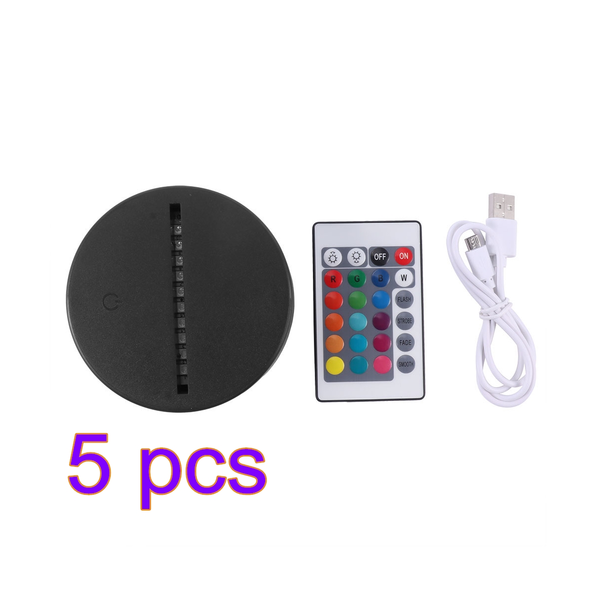 led lamp base Touch Switch Modern Black USB Cable Remote Control Night Light Acrylic 3D Led Night Lamp Assembled: 5 pcs