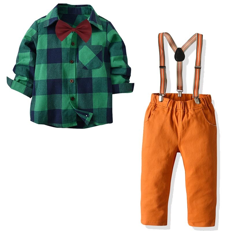 Baby Boy Dress New Kids Gentleman abito da cerimonia formale abito per bambini cravatta camicie a quadri pantaloni 2 pezzi abiti per bambini 0-7 anni
