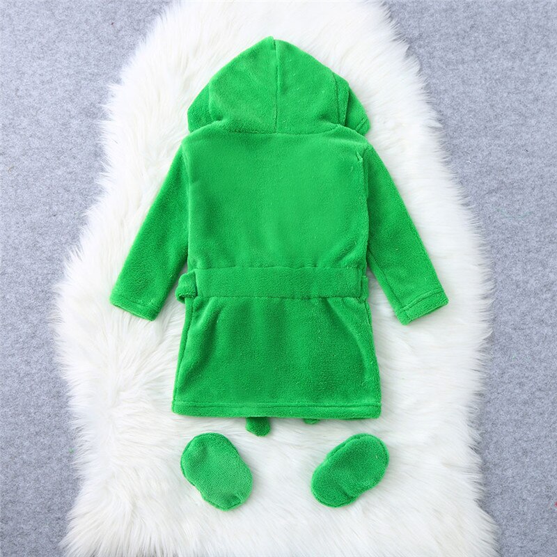 Kinderen Cartoon Kikker Badjas Badjas Home Service Set Baby Flanellen Badjassen Hoodie Nachtkleding Outfits Voor Baby