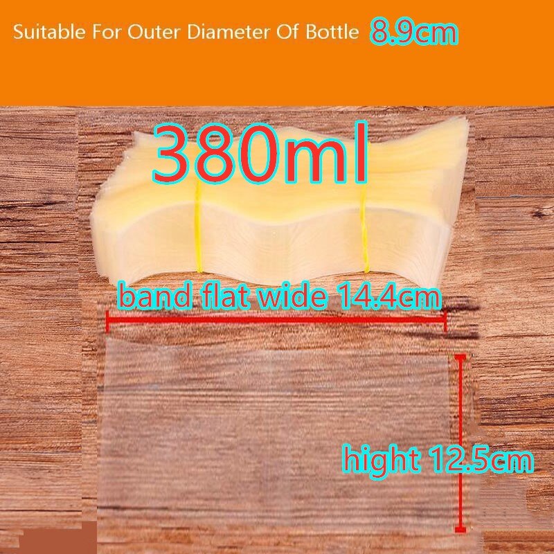 400 pièces/taille thermorétractable PVC bandes pour bouteille en verre bouche joint capuchon rétractable en plastique haut joint bandes posé à plat largeur X bande haute: 380ml