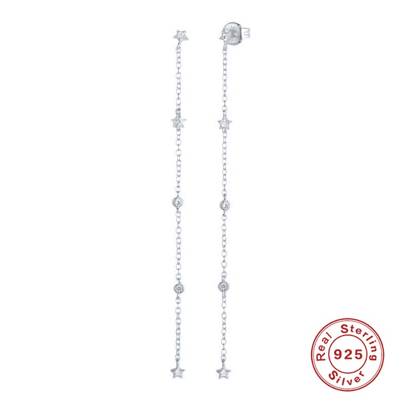 CANNER – boucles d&#39;oreilles à lignes géométriques pour femmes, chaîne longue suspendue, bijoux modernes en argent , 925: 2