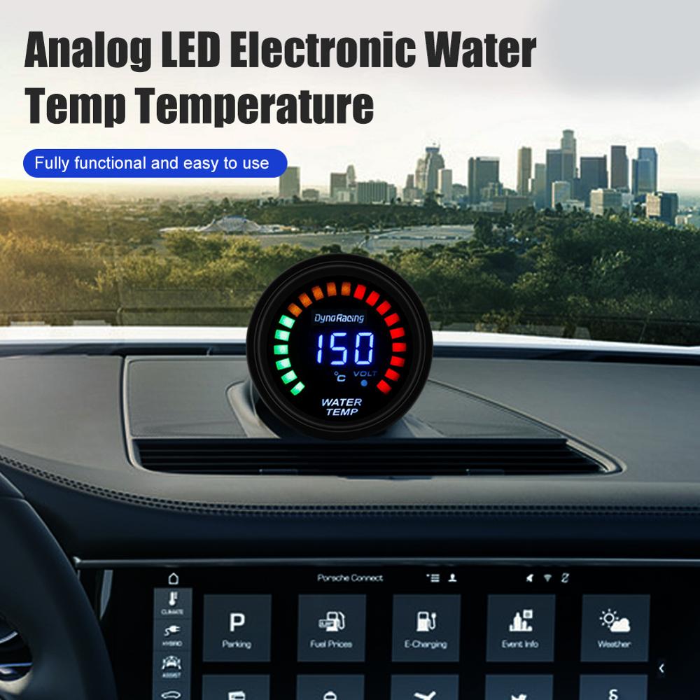 Auto Water Temp Gauge 20 ~ 150 ℃ C 2 "52Mm Universele Led Rook Len Digitale 12V water Temperatuur Meter Met Sensor Auto Gauge