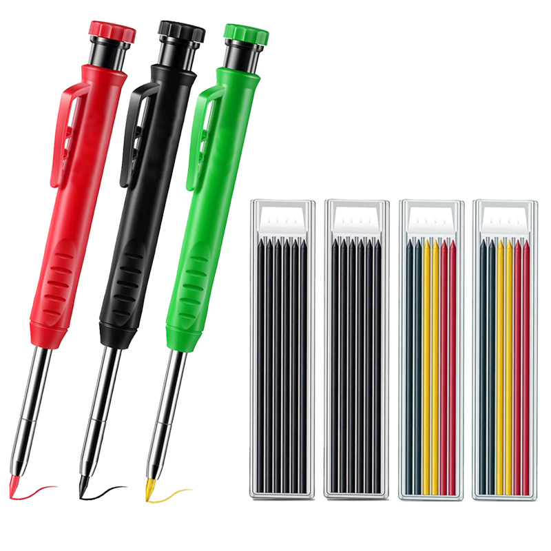 Solide timmermanspotloodset Houtbewerkingsgereedschap Vulpotloodset Constructie Timmerman Marker Multi-box Navulstiften Kraspen: green