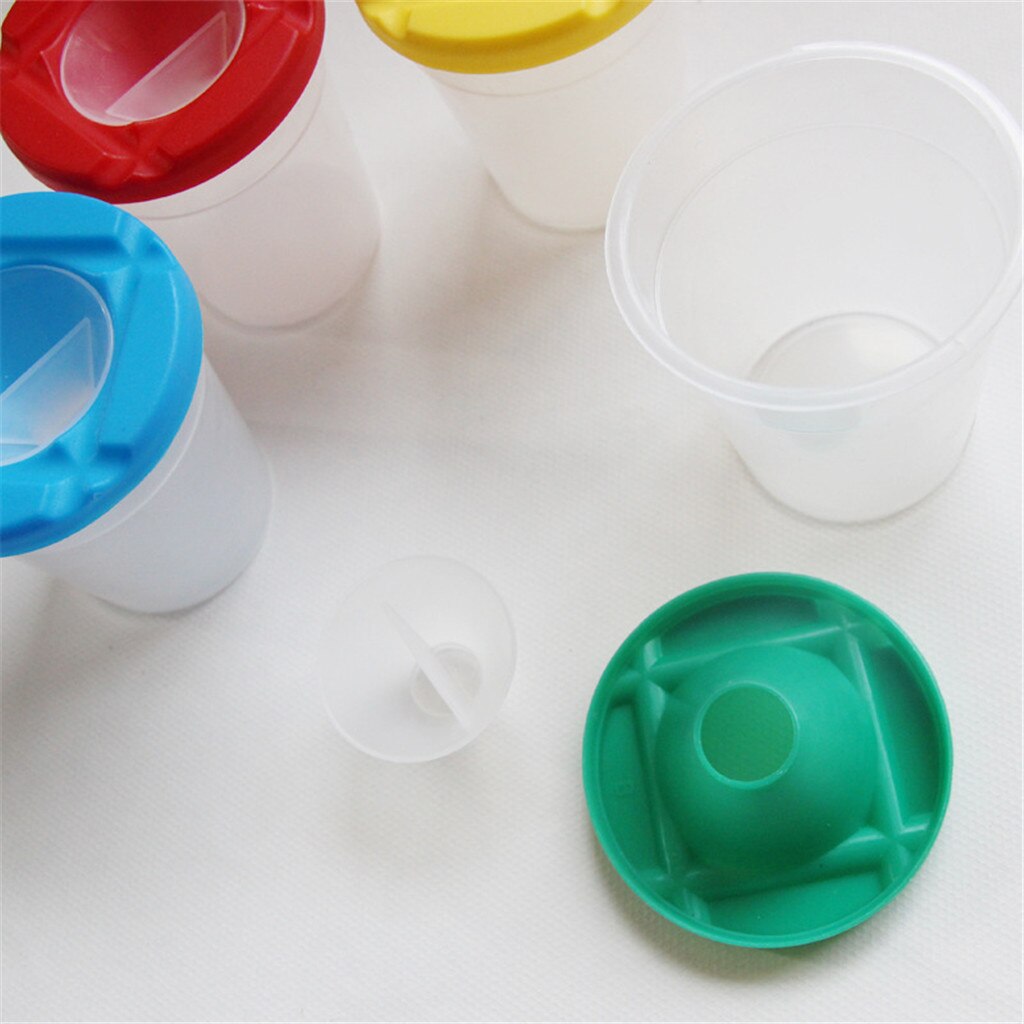 Juego de brochas de pintura para niños, set de 4 pinceles de cerdas para pintura acrílica Gouache, con taza de cubo de lavado, con agua y aceite, suministro de arte