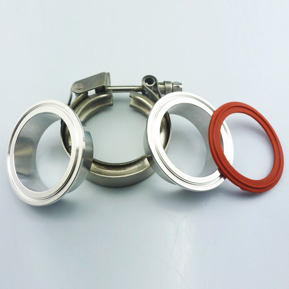 1.5''-5.0" ss304 Quick release V band clamp with Aluminum Alloy flange kit for exhaust pipe clamp nylon nut