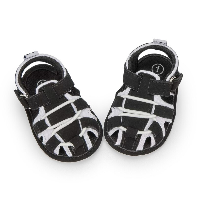 Sandales d'été pour bébé garçon et fille, chaussures de plage, en coton, plates, antidérapantes, semelle souple, pour les premiers pas de bébé de 0 à 18 mois