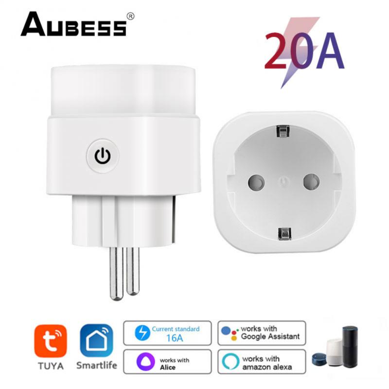 WiFi inteligentna wtyczka 16A/20A ue gniazdo kontrola mocy głosu monitor wyczucie czasu Tuya inteligentne życie APP praca z Alexa Google Dom asystent: 20A / 1szt
