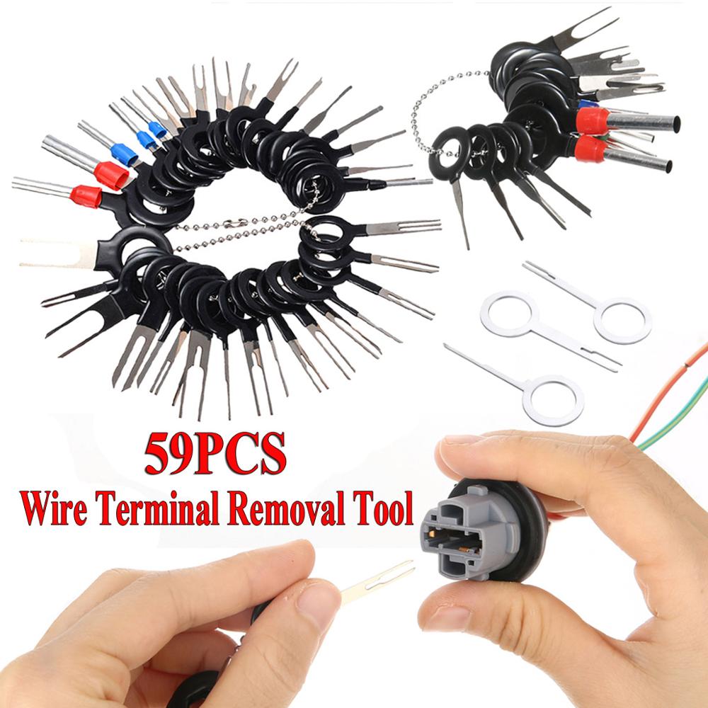 59Pcs Wire Terminal Removal Tool Kit Car Electrical Wiring Crimp Connector Pin Extractor Puller Terminal Repair Tools Kit