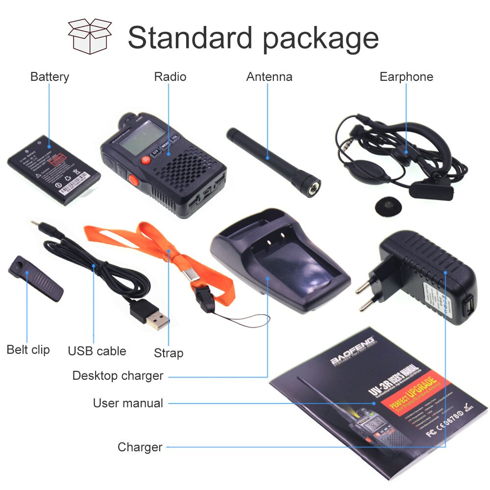 Walkie talkie Baofeng komunikator UV-3R 136-174MHz 400-470MHz mini dwuzakresowy radioodtwarzacz