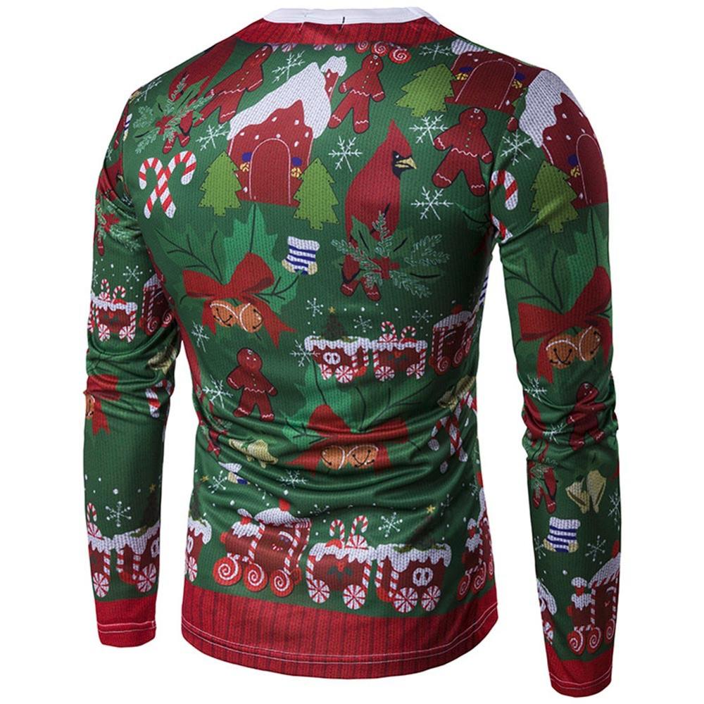 For autumn/Winter , men's Christmas Tree 3D printed long-sleeve T-shirt