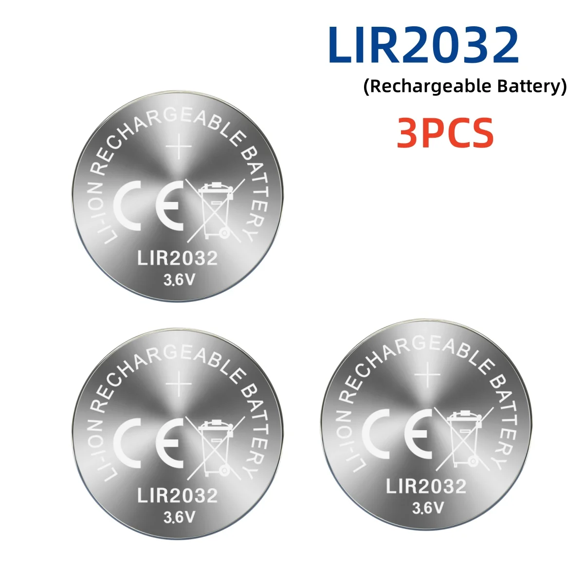 Bateria de Lítio Recarregável LIR2032 3.6V Tipo Moeda 1-10 Peças Universal para Chave de Carro, Controle Remoto e Dispositivos Eletrônicos: Ouro