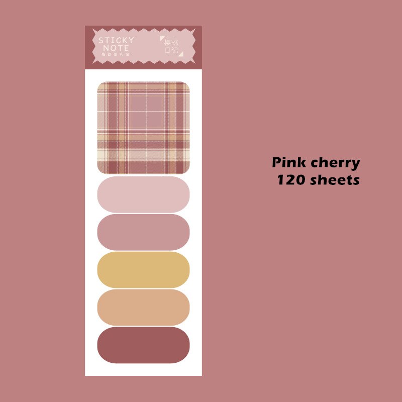 120 Vellen Tuin Bloem Plaid Sticky Notes Multi Kleur Rooster Index Stickers Lijm Memo Pad Notepad Kantoor School A6549: Pink cherry