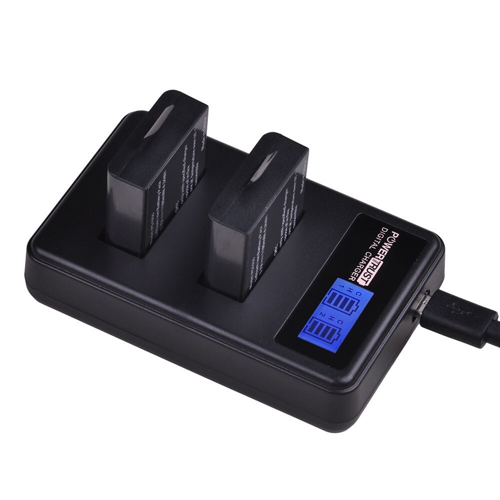 2x pg1050 1180 mah batterier + lcd Dobbel usb batterilader til sjcam  sj4000 m10 sj5000 sj5000x til eken  h9 h9r h8r h8 git  pg900